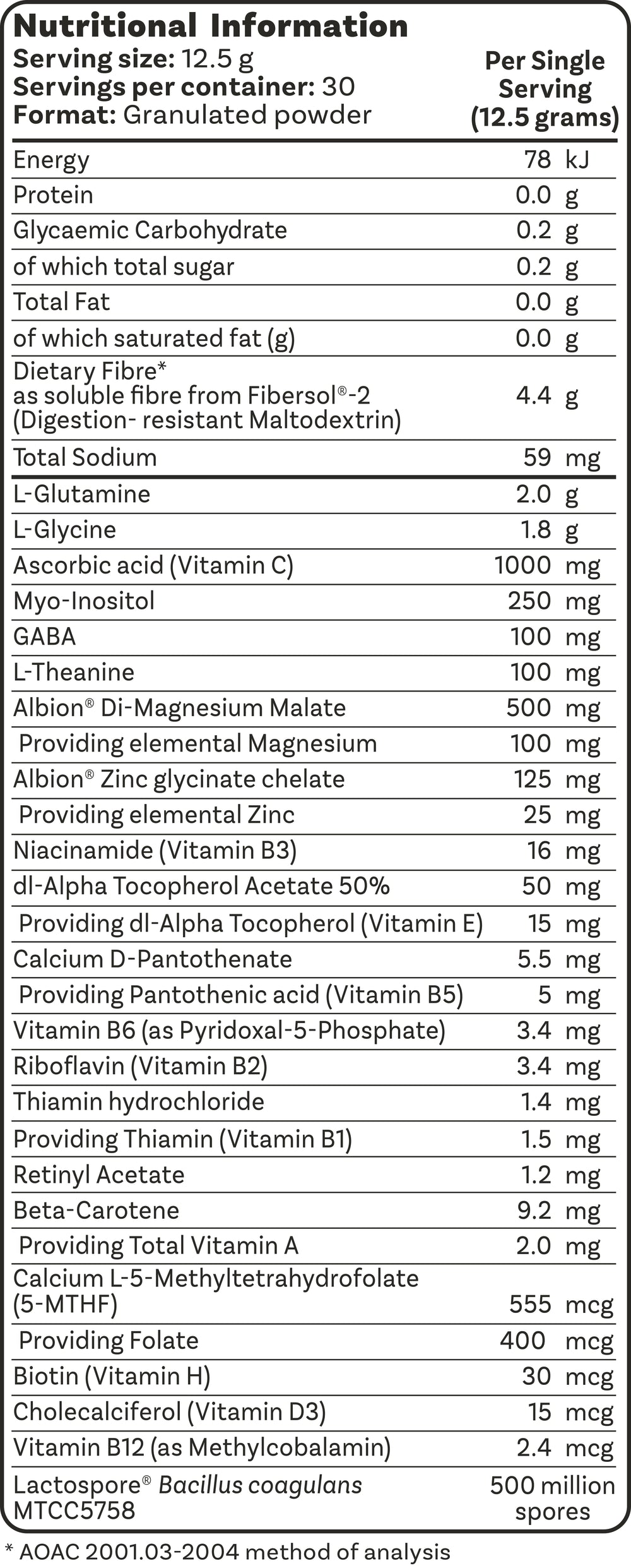 Nutrition Information