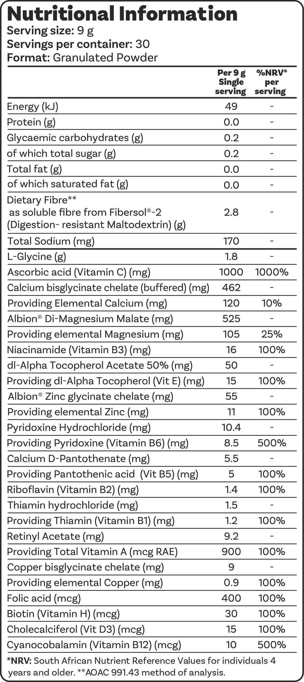 Nutrition Information